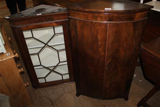 Two corner cabinets, 1 glazed